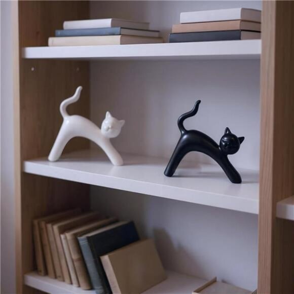 Statue Figurine Sculpture Home Decor, 2-Pack Cat Statue Set Gifts for Cat - Picture 8 of 11